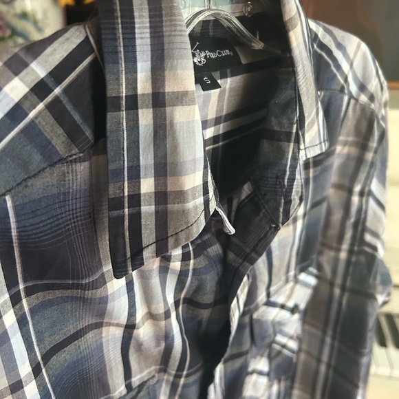 Beverly Hills Polo Club Women’s Blue and White Checkered Blouse S - Picture 12 of 16